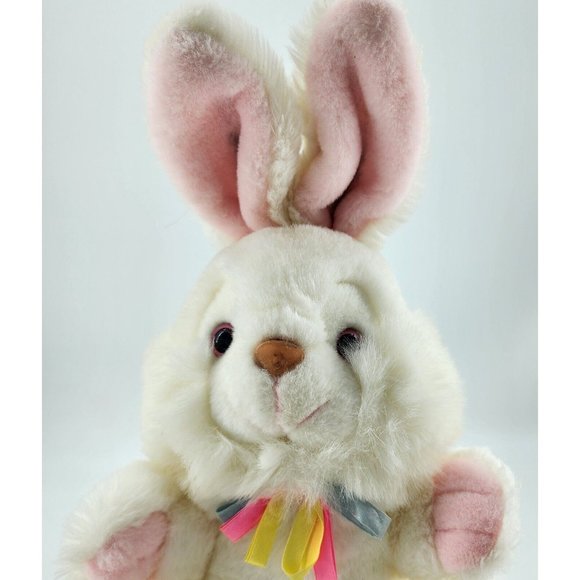 VINTAGE WHITE BUNNY RABBIT JELLY BEAN TOES FEET STUFFED ANIMAL PLUSH 14" - Picture 2 of 12